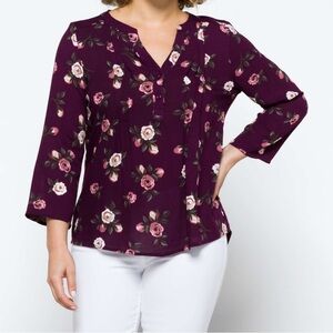 Chic Floral Blouse in Deep Purple